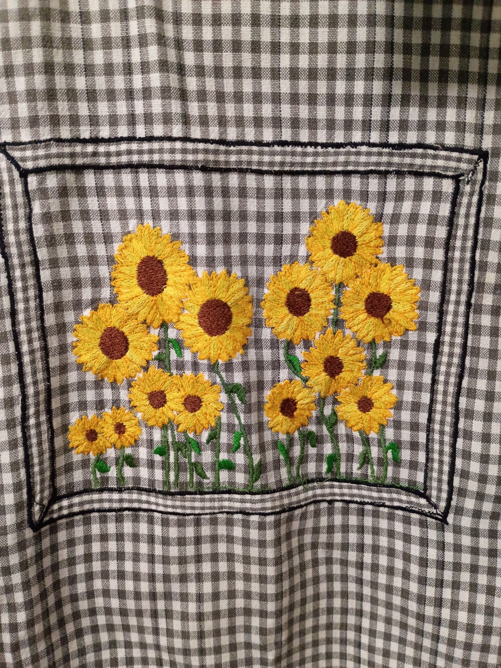 Vintage Talk America Black White Gingham Top With Sunflower Embroidery Size 24 - Picture 5 of 13